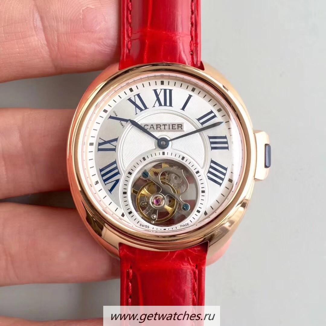 Replica Ca*t1er Ballon Bleu Flying Tourbillon HPI00716 39mm TF Rose Gold White Dial 9452MC