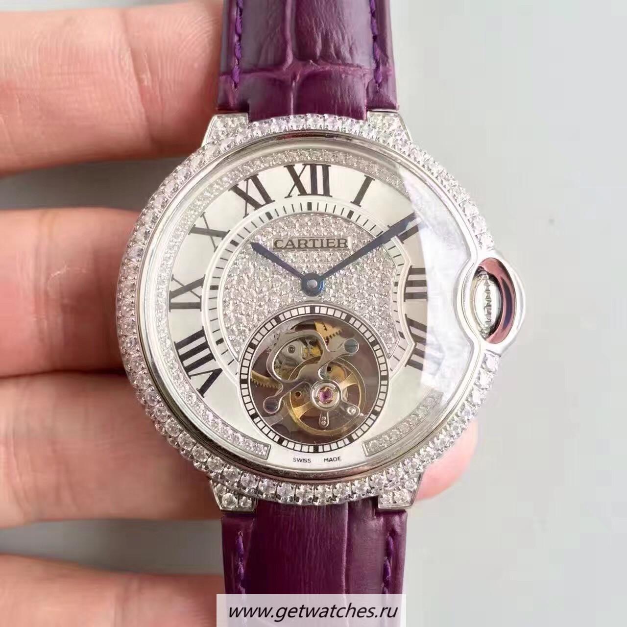 NEW Replica Ca*t1er Ballon Bleu Flying Tourbillon HPI00716 39mm TF SS & D1am0nds D1am0nds Dial 9452MC