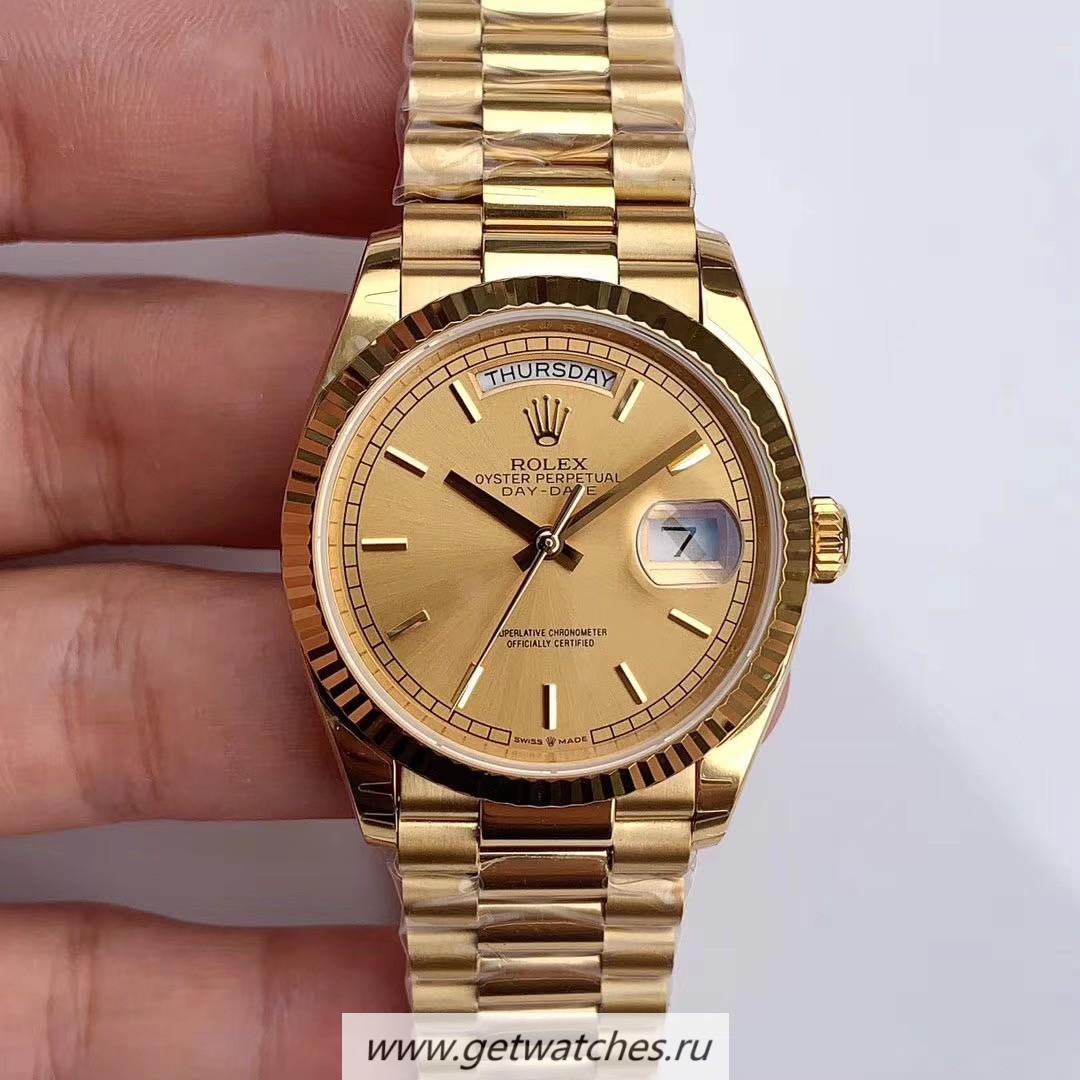 High Quality R01ex Day-Date 36 128238 EWF Yellow Gold Champagne Dial 3255