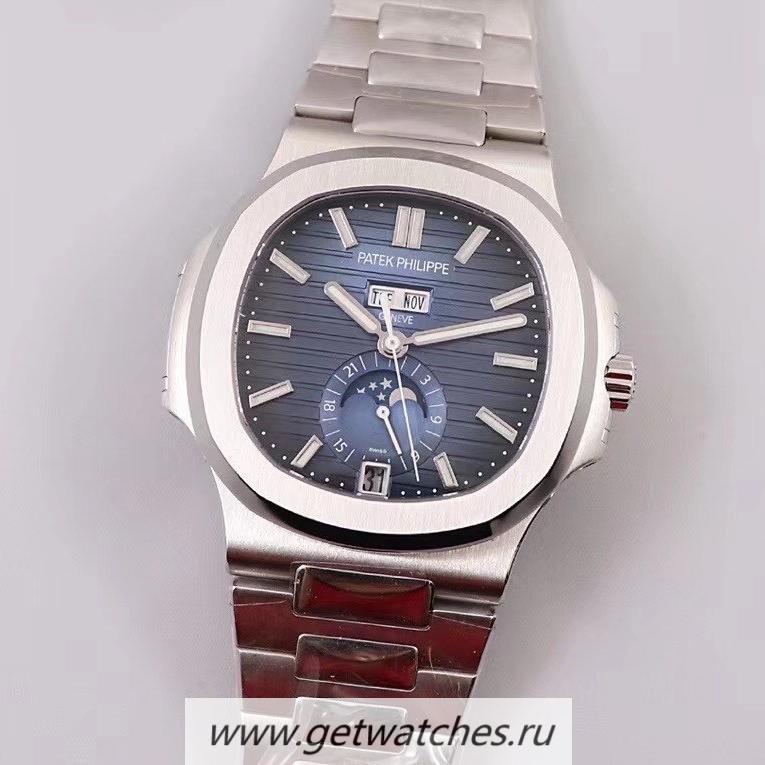 Replica Pat*k Phi1i*pe Nautilus Annual Calendar Moonphase 5726 GRF V2 SS Blue Dial 324