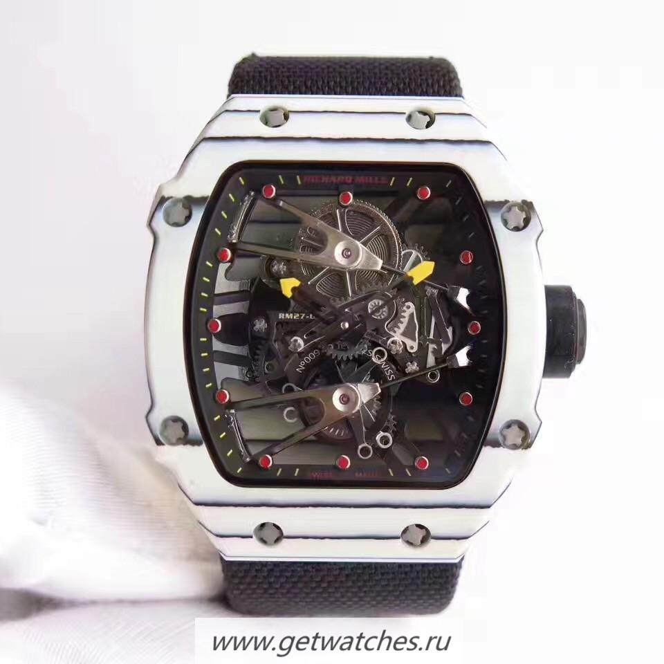 Perfect Replica Richard Mille RM27-02 Rafael Nadal KVF White Forged Carbon Black Skeleton Dial M6T51