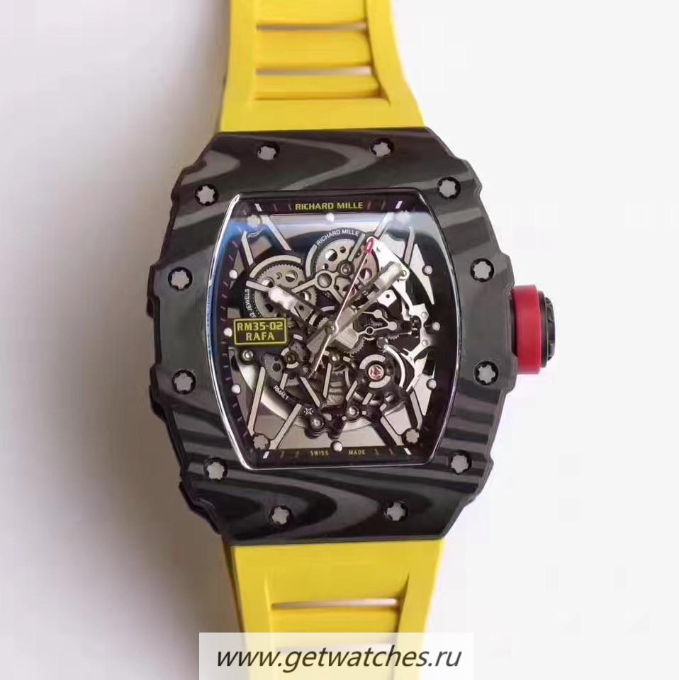 Perfect Replica Richard Mille RM35-02 Rafael Nadal KVF Forged Carbon Black & Skeleton Dial M6T51