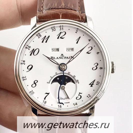Shop Blancpain Villeret Quantieme Complet 8 Jours 6639-3437-55B OMF SS White Dial 6639